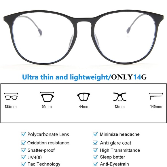 Livho Blue Light Blocking Glasses TR90 Soft Eyewear Frame No Magnification Black - Picture 2 of 2